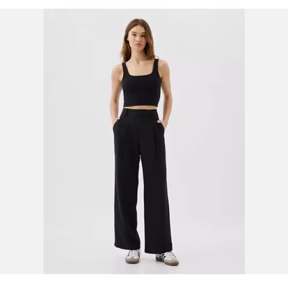 GAP Easy Crepe Drapey Pleated Black Loose Straight Elastic Pants Size 2 NEW $80 - Picture 2 of 11